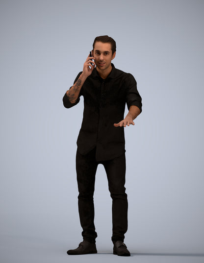 3D people model man casual standing, scanned human for 3ds Max rendering