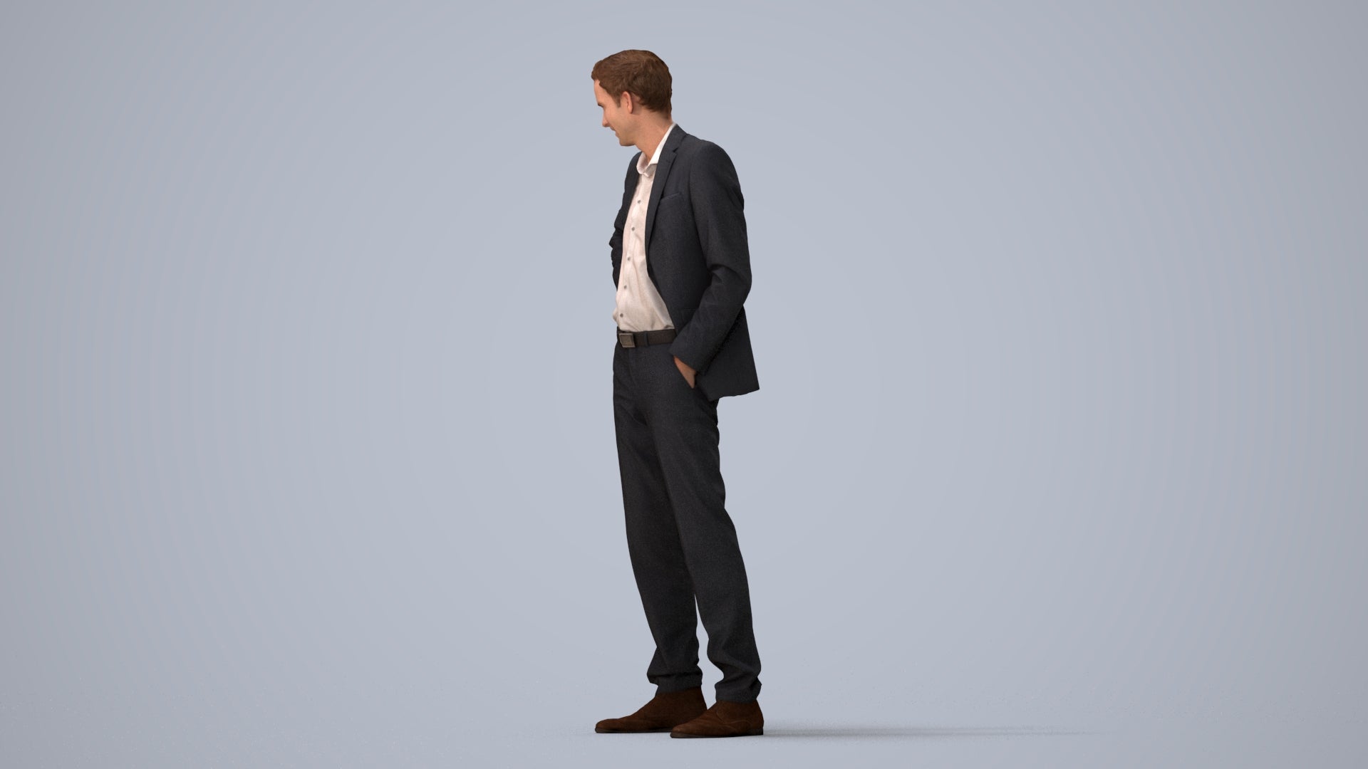 realistic 3D man business, scanned archviz people for Blender and 3ds Max, three-quarter view render