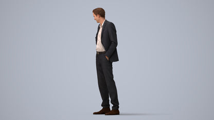 realistic 3D man business, scanned archviz people for Blender and 3ds Max, three-quarter view render