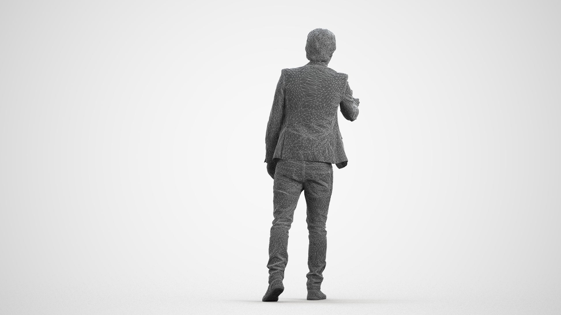 realistic 3D human man business, archviz people FBX OBJ for Blender, wireframe front view