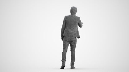 realistic 3D human man business, archviz people FBX OBJ for Blender, wireframe front view