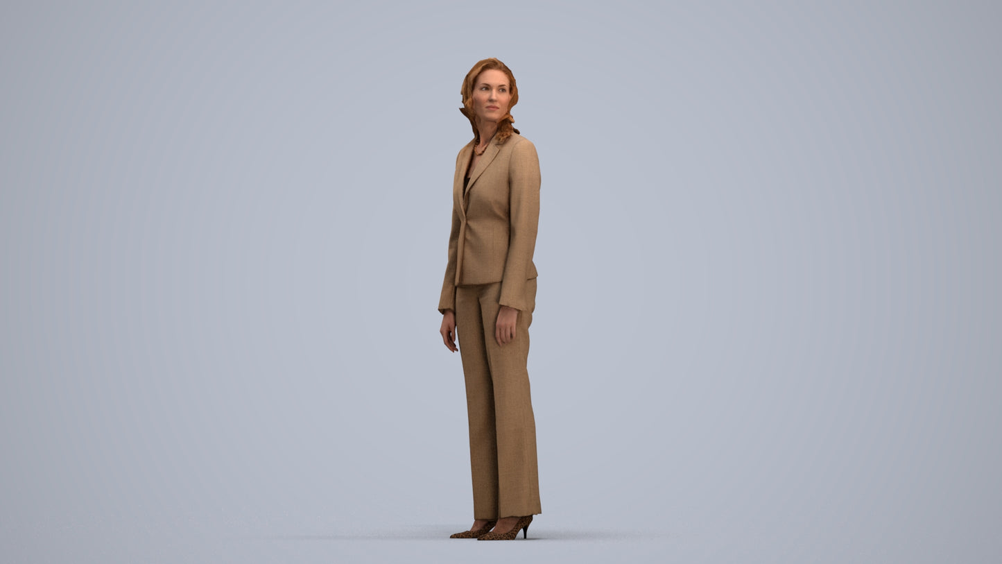 realistic 3D people woman business standing, render-ready for V-Ray and Corona, FBX OBJ, standing pose render