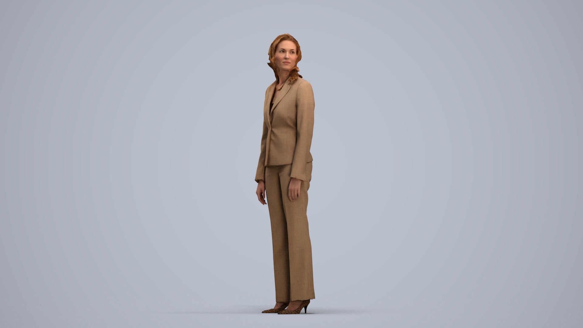 realistic 3D people woman business standing, render-ready for V-Ray and Corona, FBX OBJ, standing pose render
