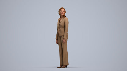 realistic 3D people woman business standing, render-ready for V-Ray and Corona, FBX OBJ, standing pose render