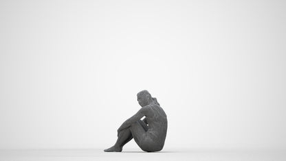 photogrammetry 3D woman sport pool, realistic human model archviz FBX, wireframe back view