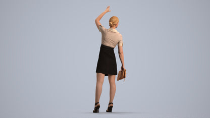 3D scanned woman standing business, photorealistic archviz people for Enscape and SketchUp, front view render