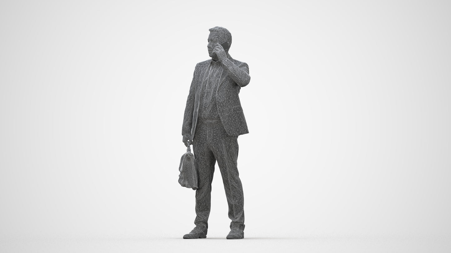 photogrammetry 3D man business, realistic human model archviz FBX, wireframe back view