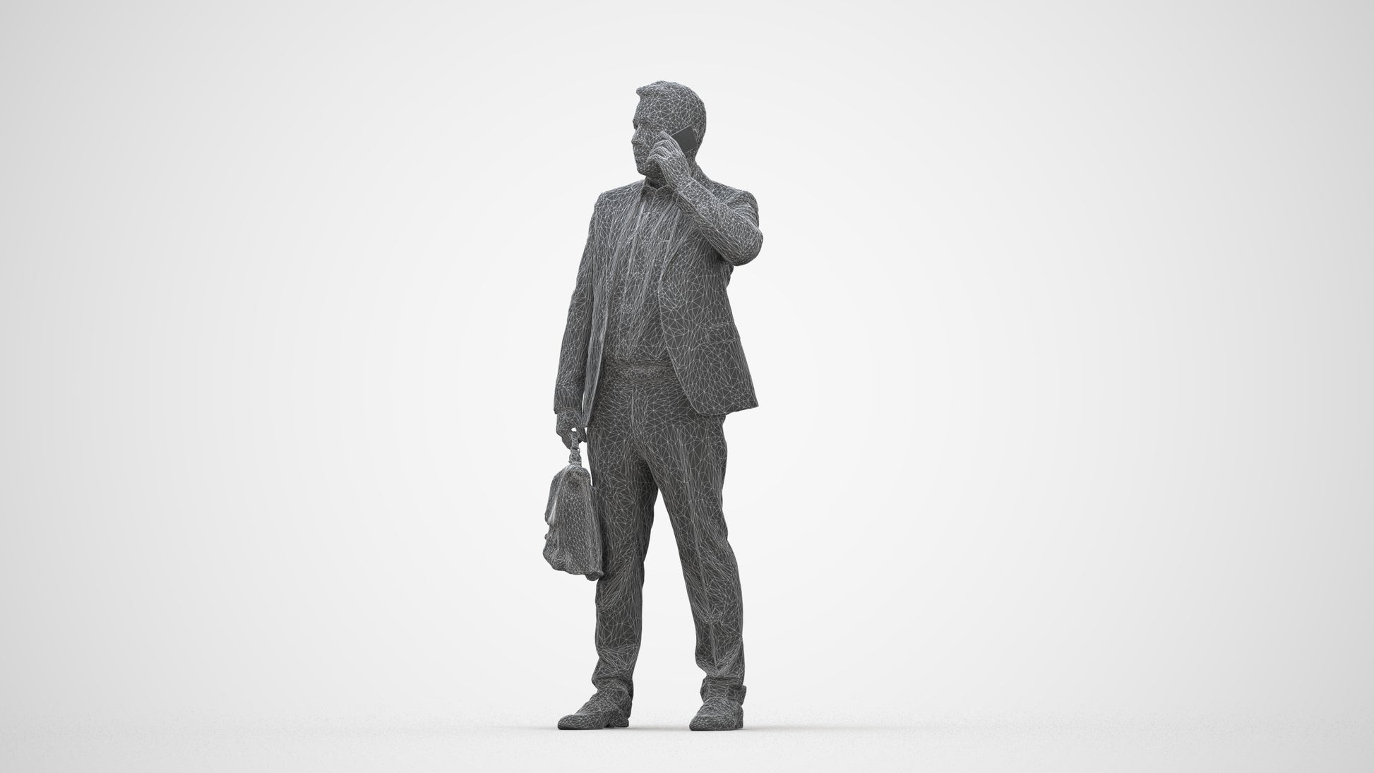 photogrammetry 3D man business, realistic human model archviz FBX, wireframe back view