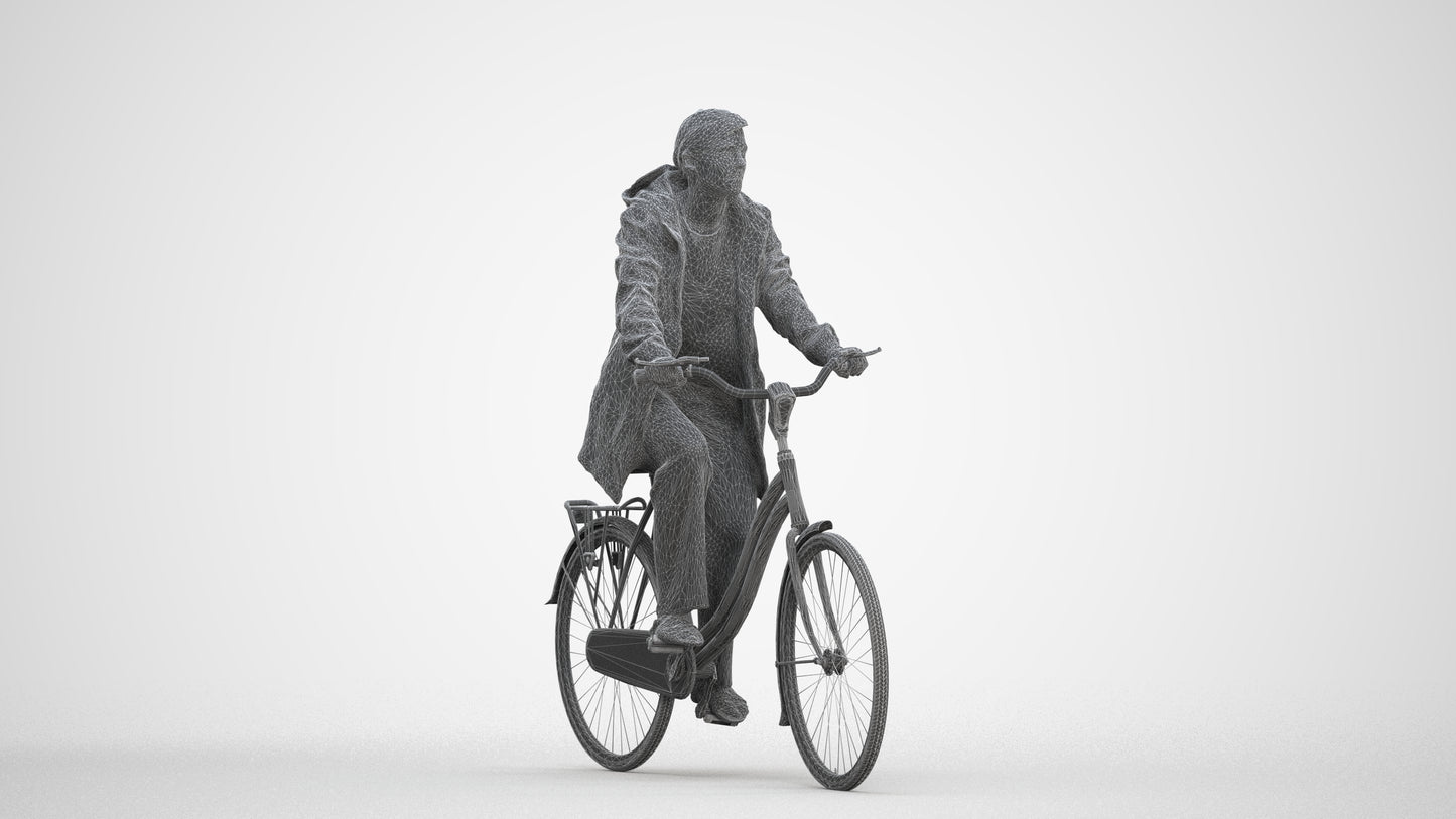 3D people model woman casual cycling, scanned human for 3ds Max rendering, three-quarter front view render