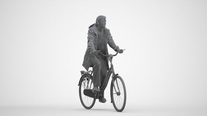 3D people model woman casual cycling, scanned human for 3ds Max rendering, three-quarter front view render