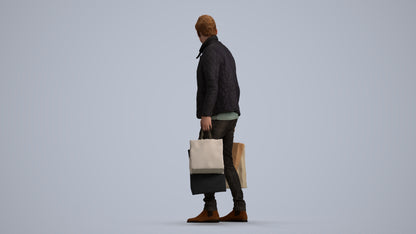 3D scanned man shopping casual, photorealistic archviz people for Enscape and SketchUp, front view render