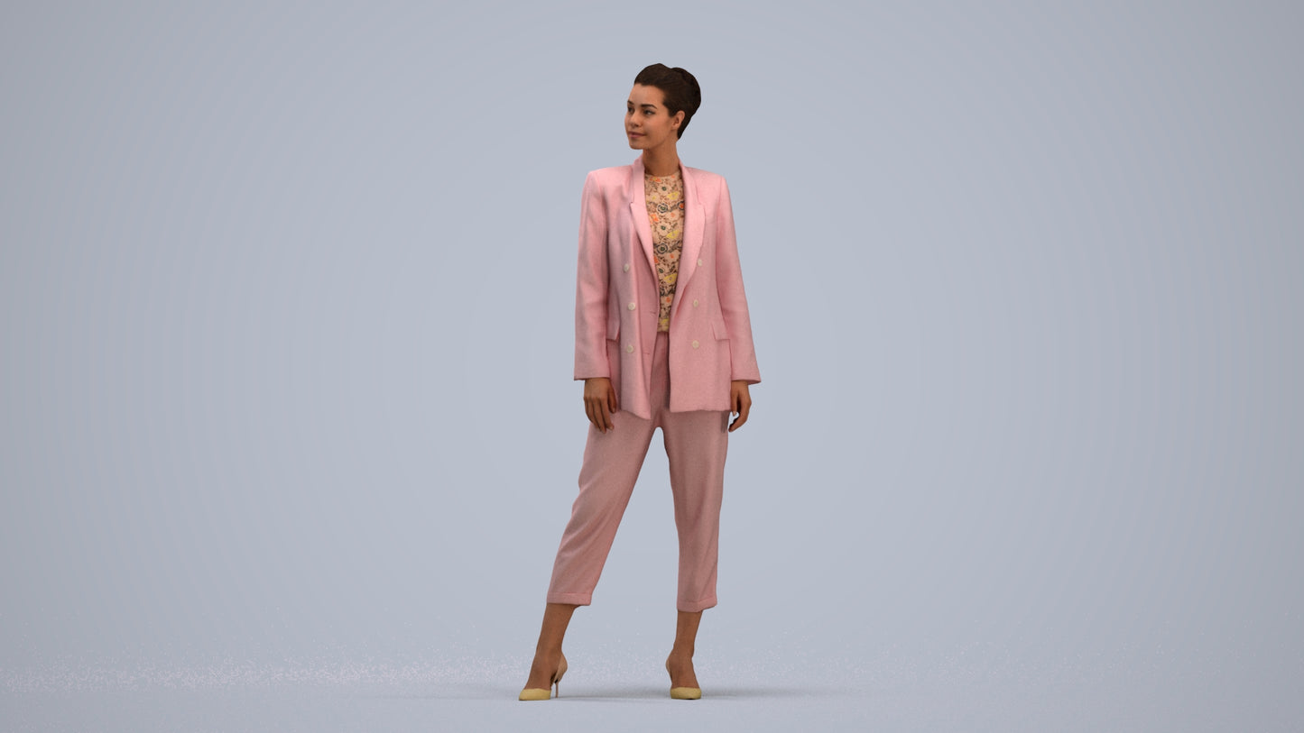 realistic 3D people woman business standing, render-ready for V-Ray and Corona, FBX OBJ, standing pose render