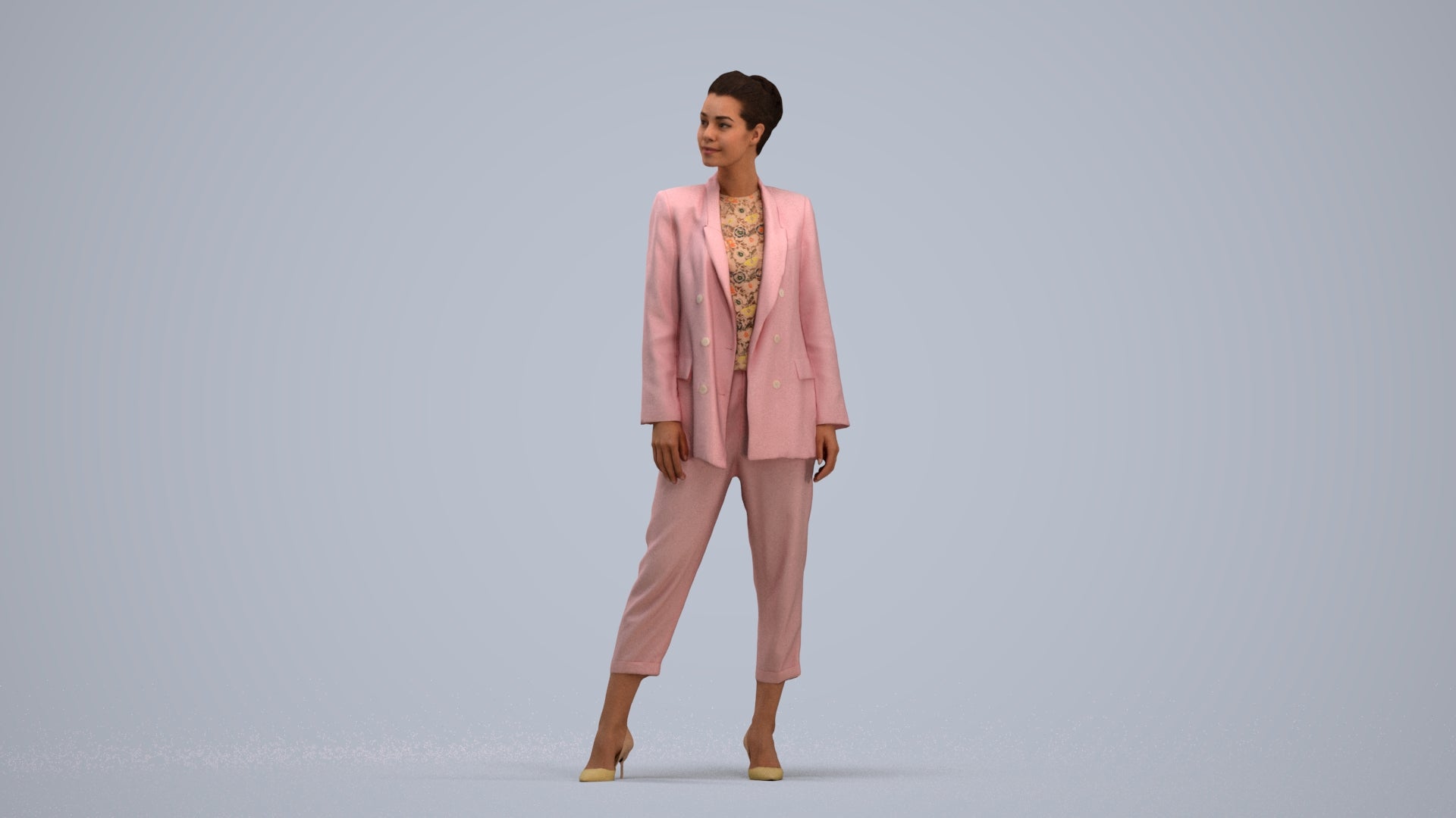 realistic 3D people woman business standing, render-ready for V-Ray and Corona, FBX OBJ, standing pose render