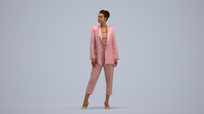 realistic 3D people woman business standing, render-ready for V-Ray and Corona, FBX OBJ, standing pose render