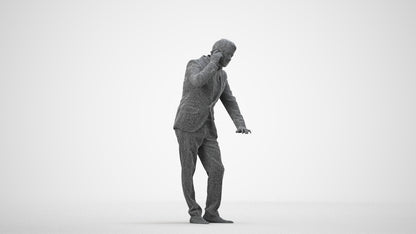 photogrammetry 3D man business, realistic human model archviz FBX, wireframe side view