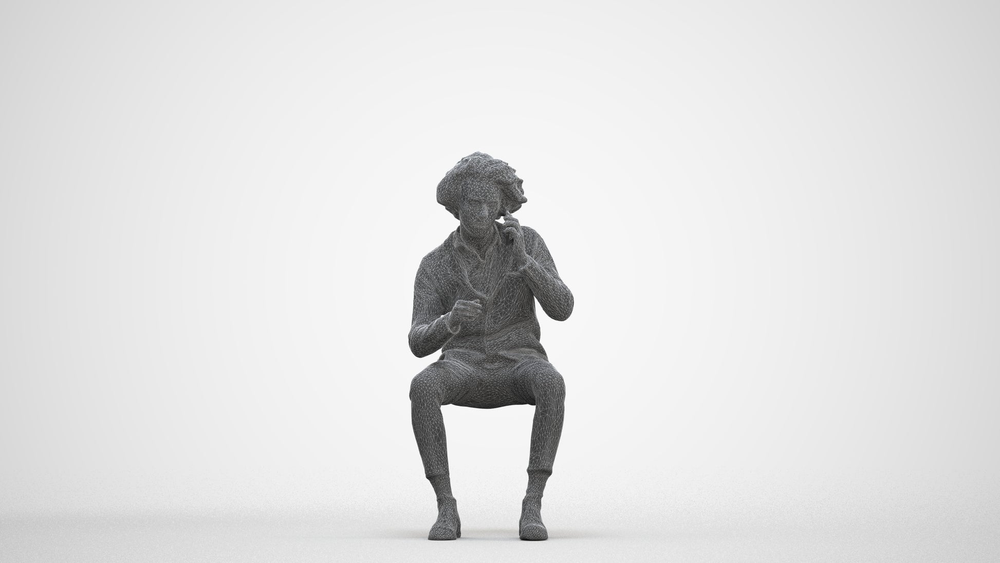 3D scanned man sitting business, photorealistic archviz people for Enscape and SketchUp, three-quarter front view render