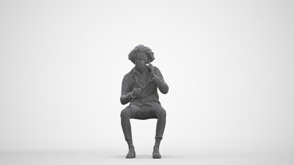 3D scanned man sitting business, photorealistic archviz people for Enscape and SketchUp, three-quarter front view render