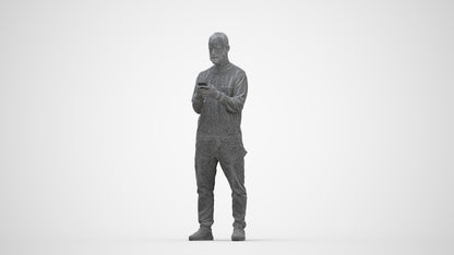 realistic 3D people man casual standing, render-ready for V-Ray and Corona, FBX OBJ, wireframe back view