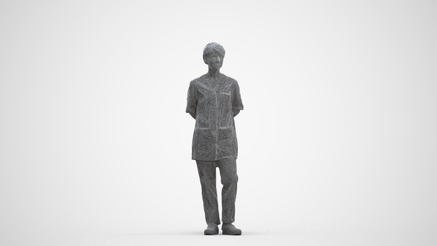 realistic 3D human senior woman medical, archviz people FBX OBJ for Blender, three-quarter front view render