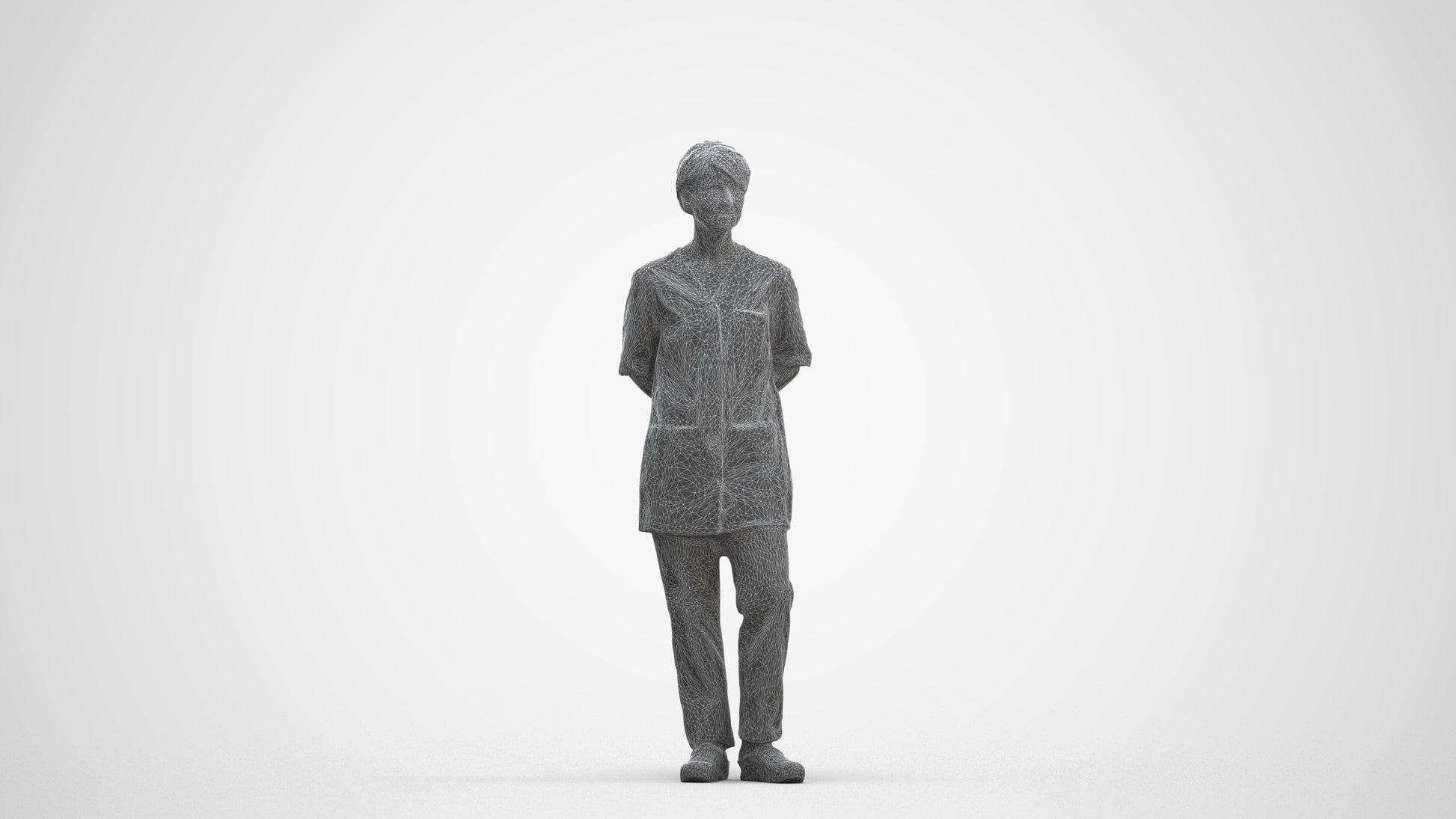 realistic 3D human senior woman medical, archviz people FBX OBJ for Blender, three-quarter front view render