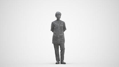 realistic 3D human senior woman medical, archviz people FBX OBJ for Blender, three-quarter front view render