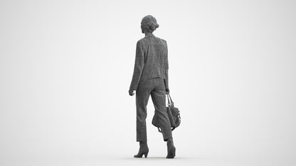 realistic 3D people woman business walking, render-ready for V-Ray and Corona, FBX OBJ, wireframe front view