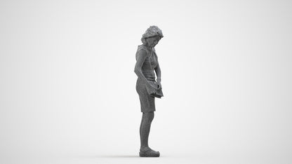 photogrammetry 3D woman business standing, realistic human model archviz FBX, wireframe side view