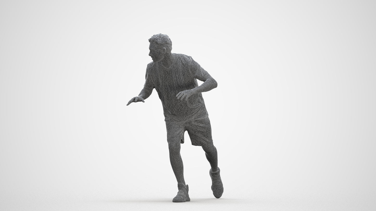 3D people model man sport, scanned human for 3ds Max rendering, three-quarter front view render