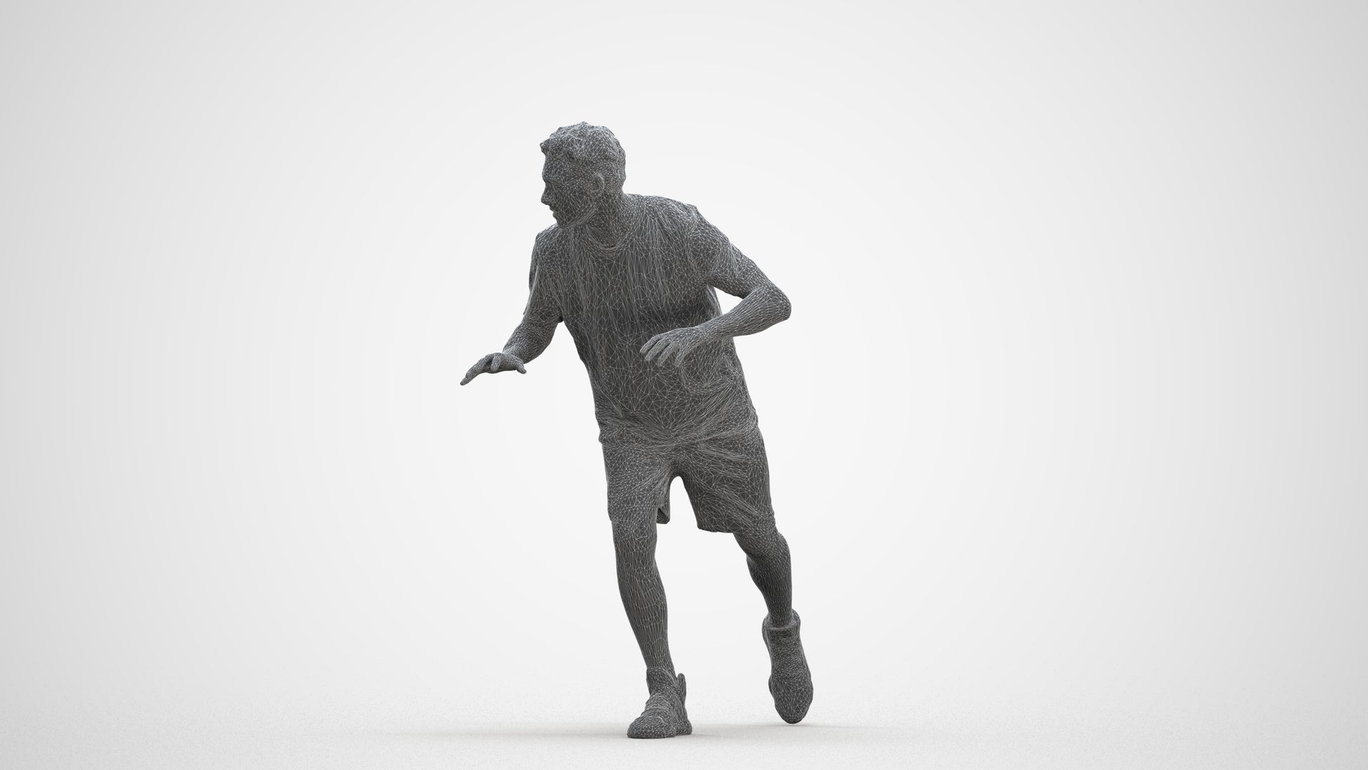 3D people model man sport, scanned human for 3ds Max rendering, three-quarter front view render