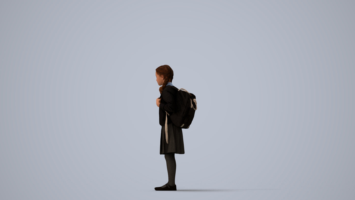 photogrammetry 3D girl kids, realistic human model archviz FBX, three-quarter view render
