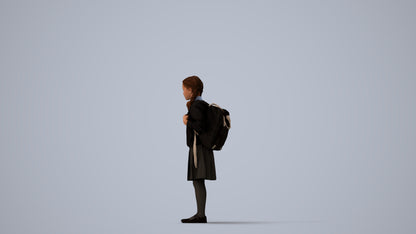 photogrammetry 3D girl kids, realistic human model archviz FBX, three-quarter view render