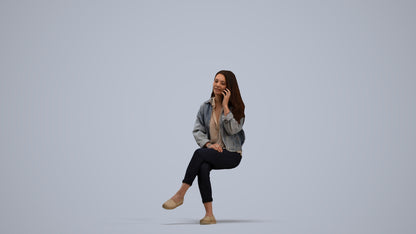 realistic 3D human woman casual sitting, archviz people FBX OBJ for Blender, standing pose render