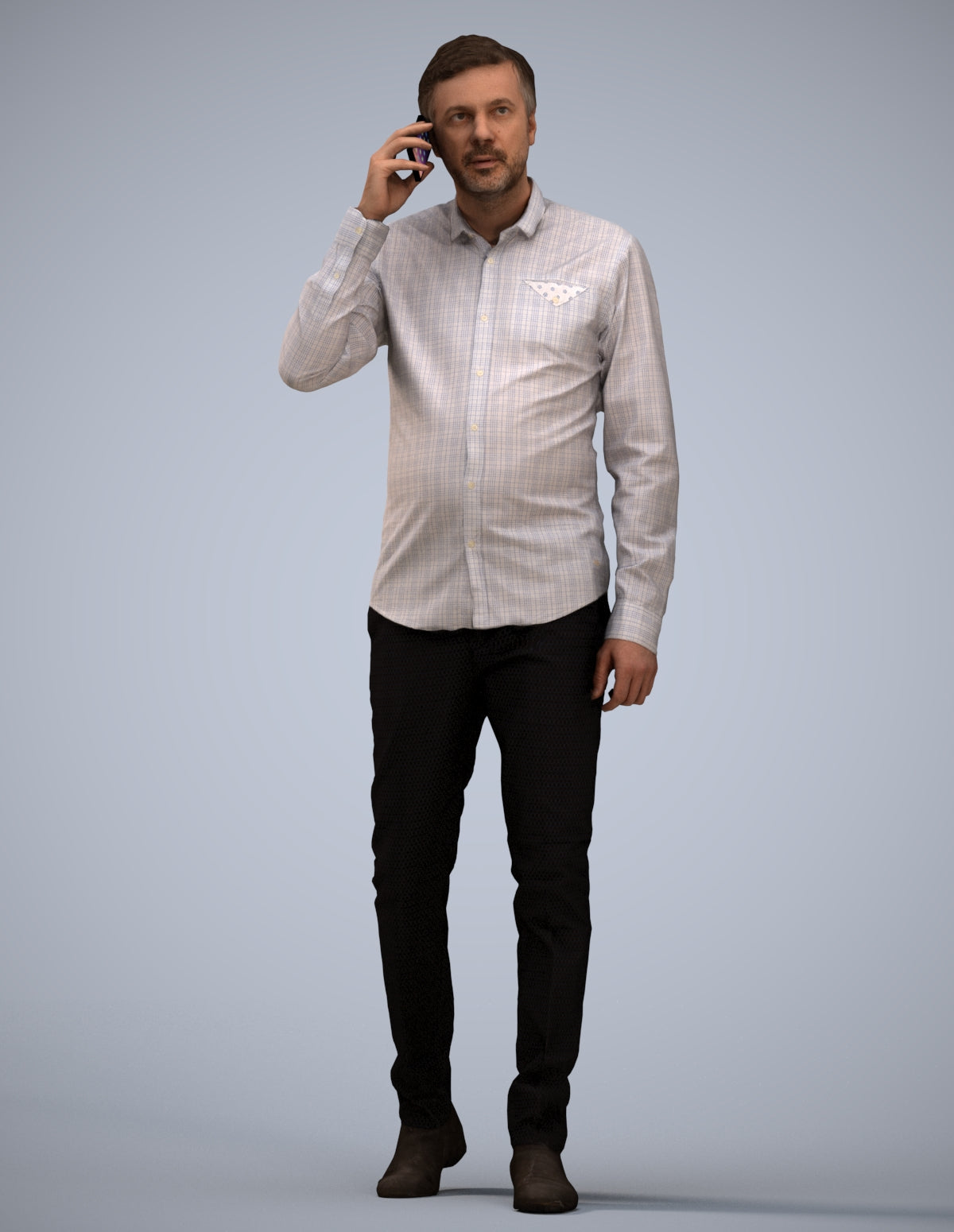 3D scanned man walking business, photorealistic archviz people for Enscape and SketchUp