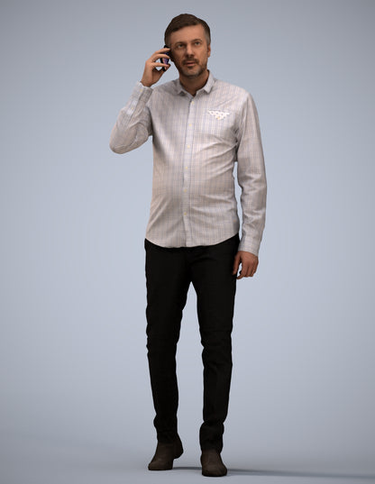 3D scanned man walking business, photorealistic archviz people for Enscape and SketchUp