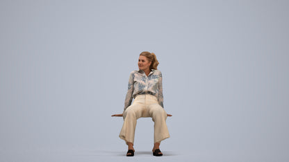 3D scanned woman sitting casual, photorealistic archviz people for Enscape and SketchUp, standing pose render