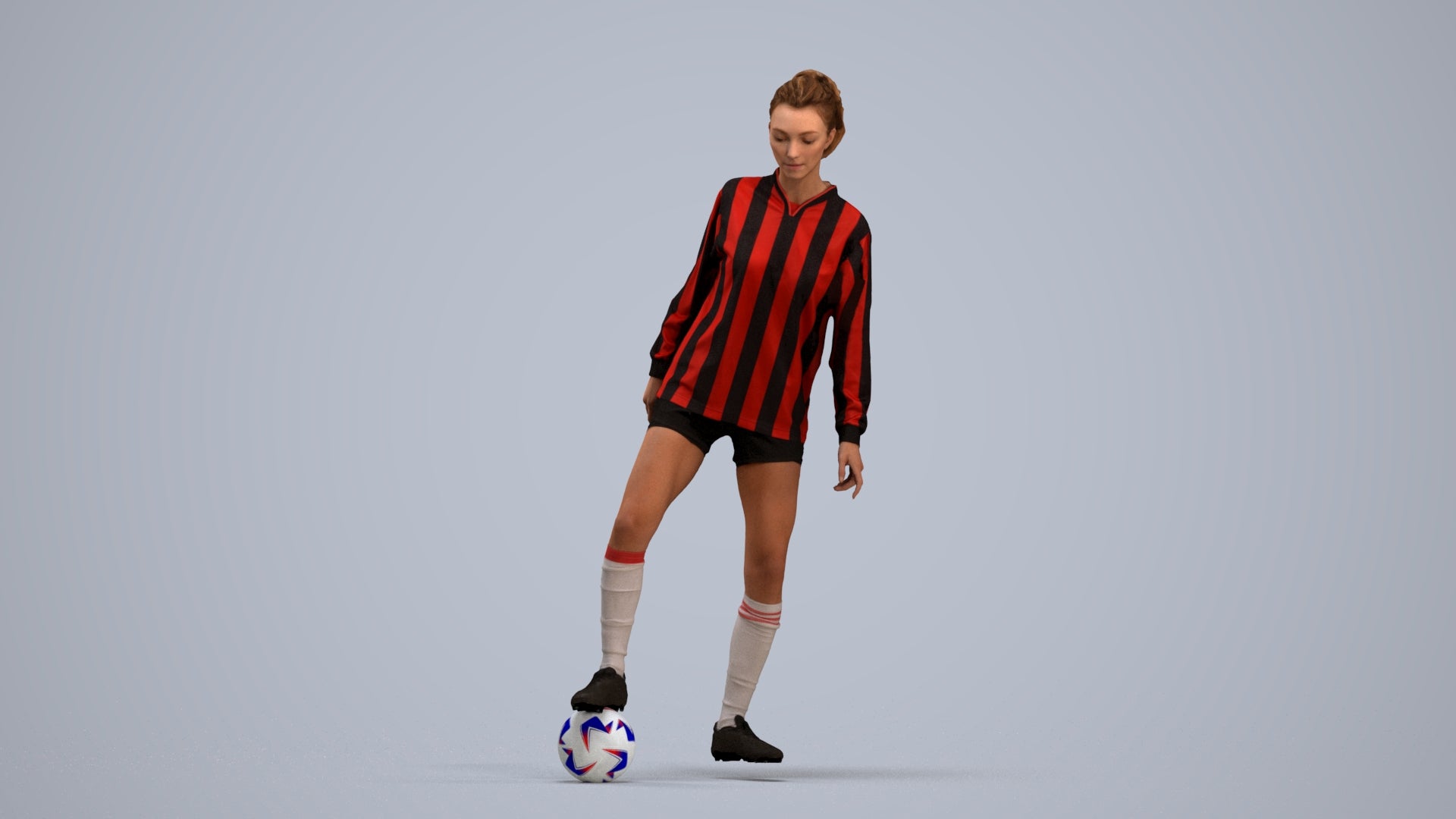 realistic 3D woman sport, scanned archviz people for Blender and 3ds Max, standing pose render