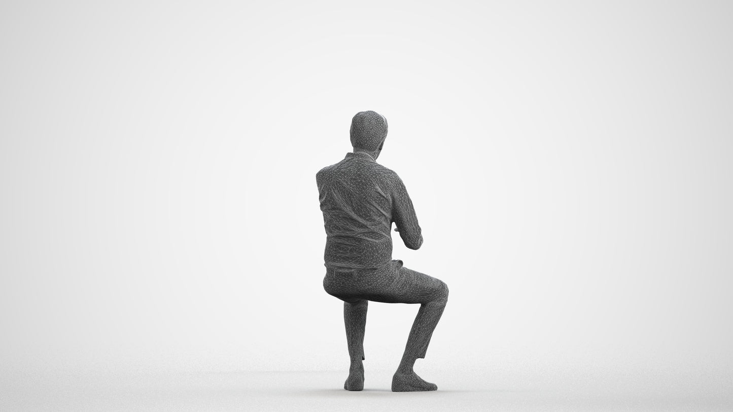 photogrammetry 3D man business, realistic human model archviz FBX, wireframe front view