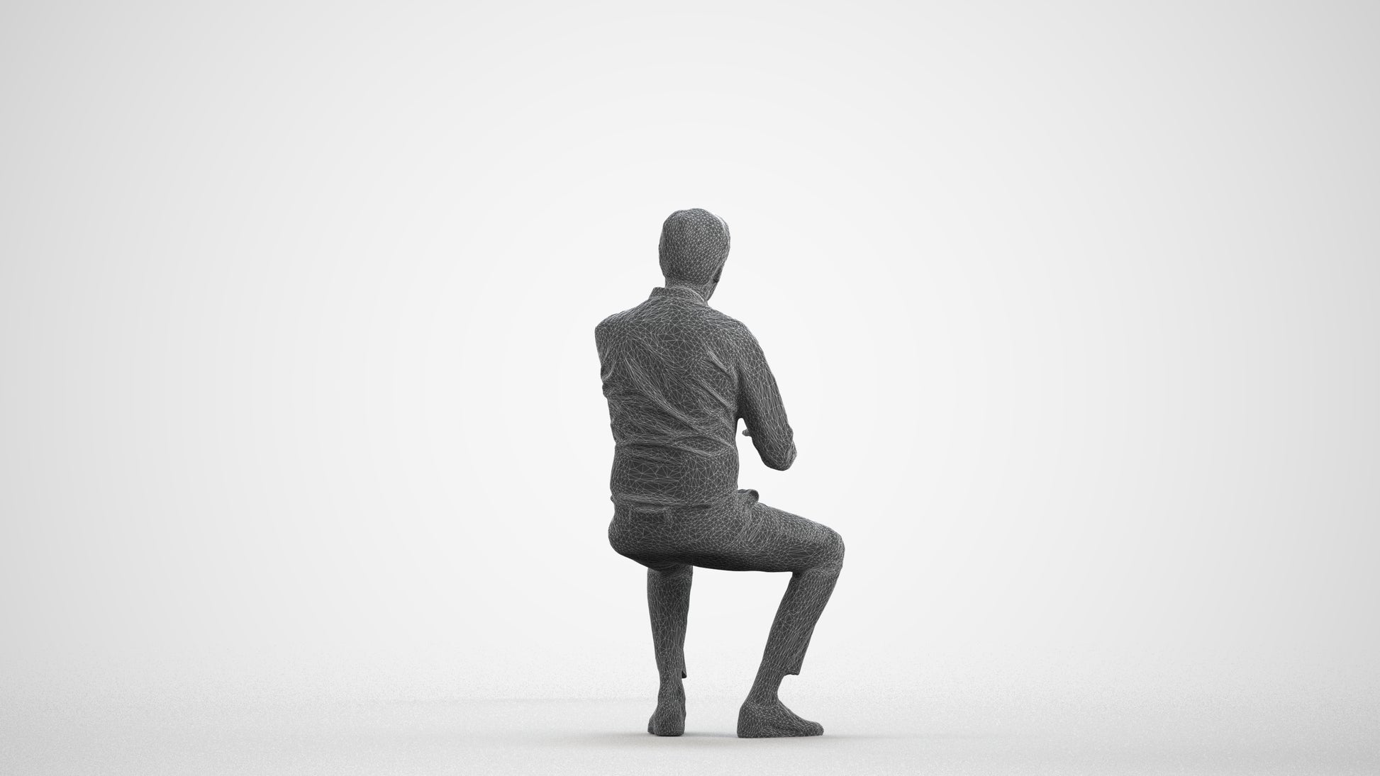 photogrammetry 3D man business, realistic human model archviz FBX, wireframe front view