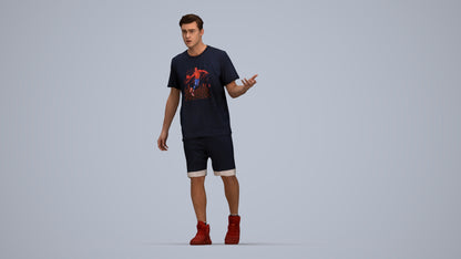 realistic 3D man sport, scanned archviz people for Blender and 3ds Max, top-down view render