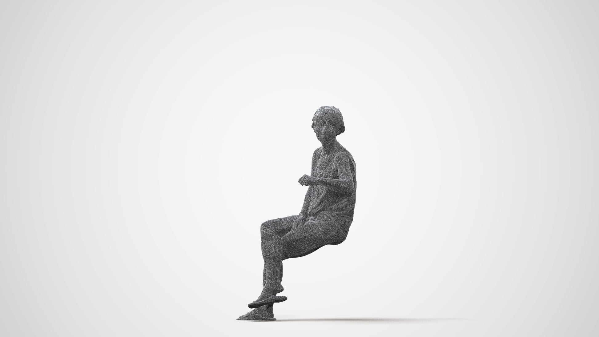 3D scanned senior woman sitting, photorealistic archviz people for Enscape and SketchUp, square thumbnail
