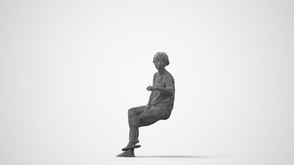 3D scanned senior woman sitting, photorealistic archviz people for Enscape and SketchUp, square thumbnail