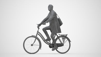 realistic 3D human man business cycling, archviz people FBX OBJ for Blender, wireframe back view