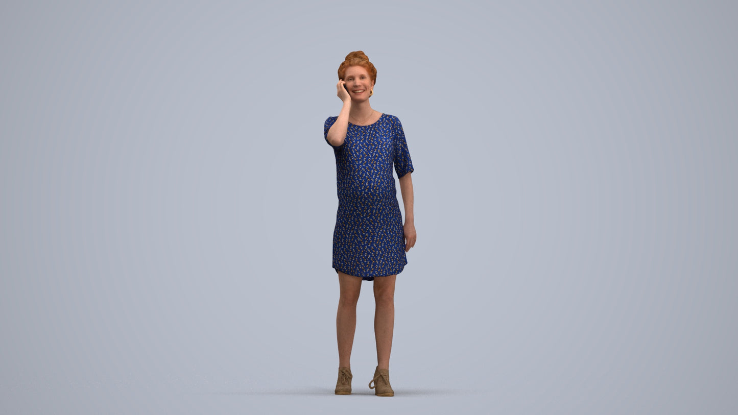 scanned 3D woman casual standing, photogrammetry people for Enscape and V-Ray, standing pose render