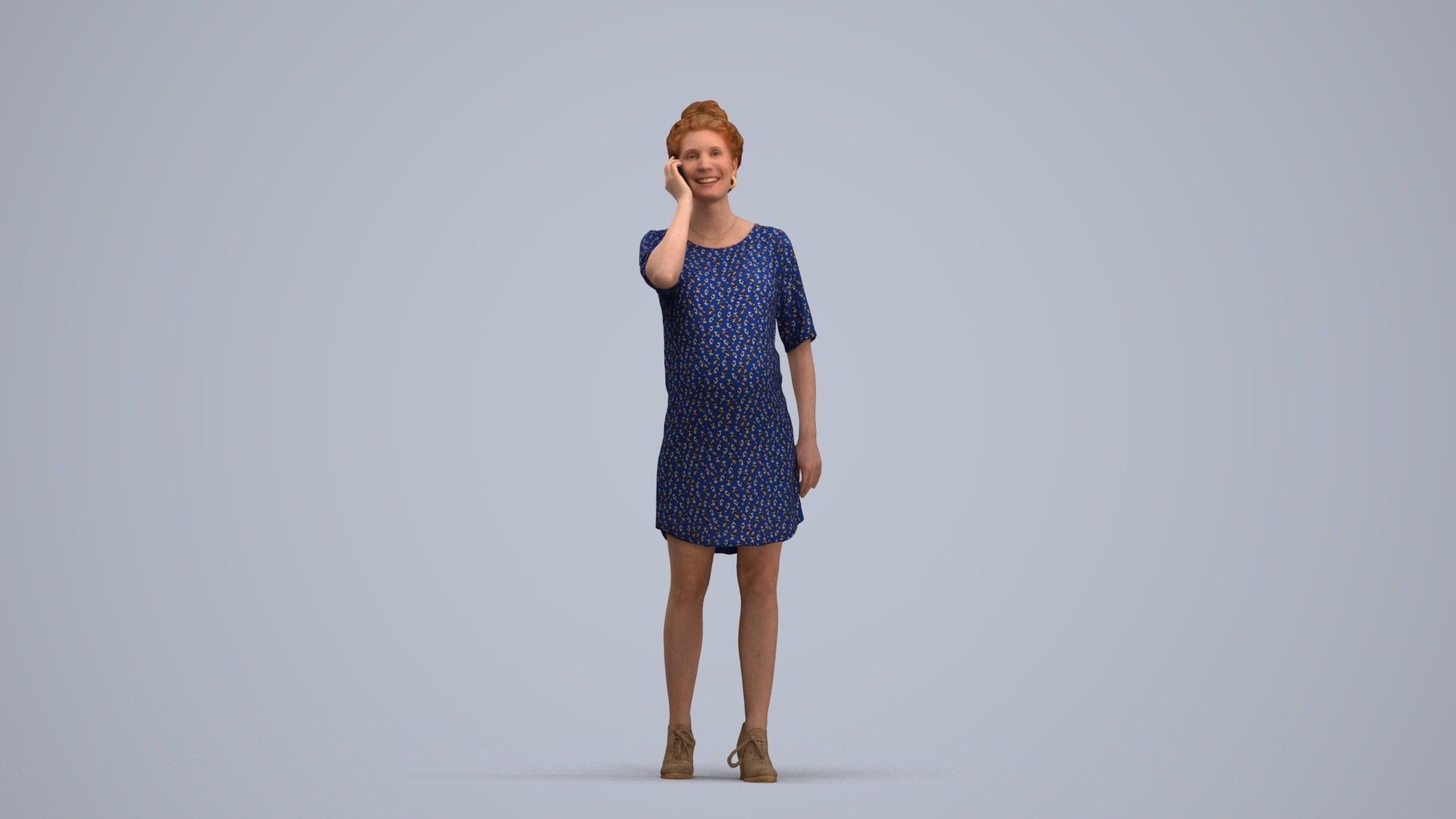 scanned 3D woman casual standing, photogrammetry people for Enscape and V-Ray, standing pose render