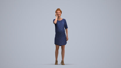 scanned 3D woman casual standing, photogrammetry people for Enscape and V-Ray, standing pose render
