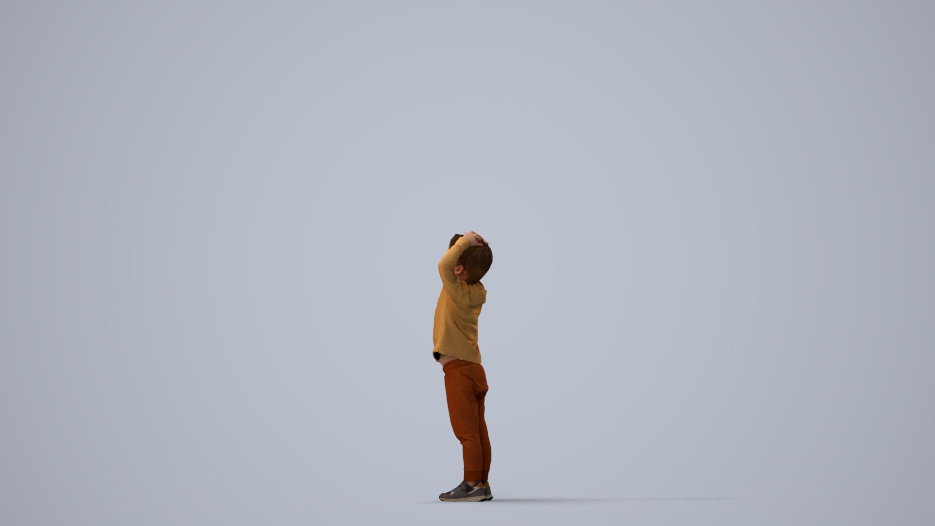 3D scanned boy kids casual, photorealistic archviz people for Enscape and SketchUp, three-quarter view render