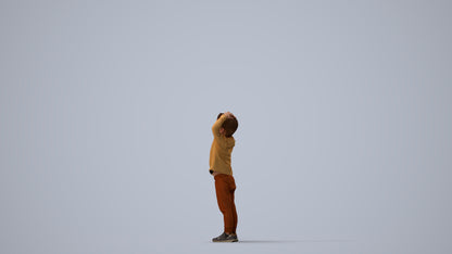 3D scanned boy kids casual, photorealistic archviz people for Enscape and SketchUp, three-quarter view render
