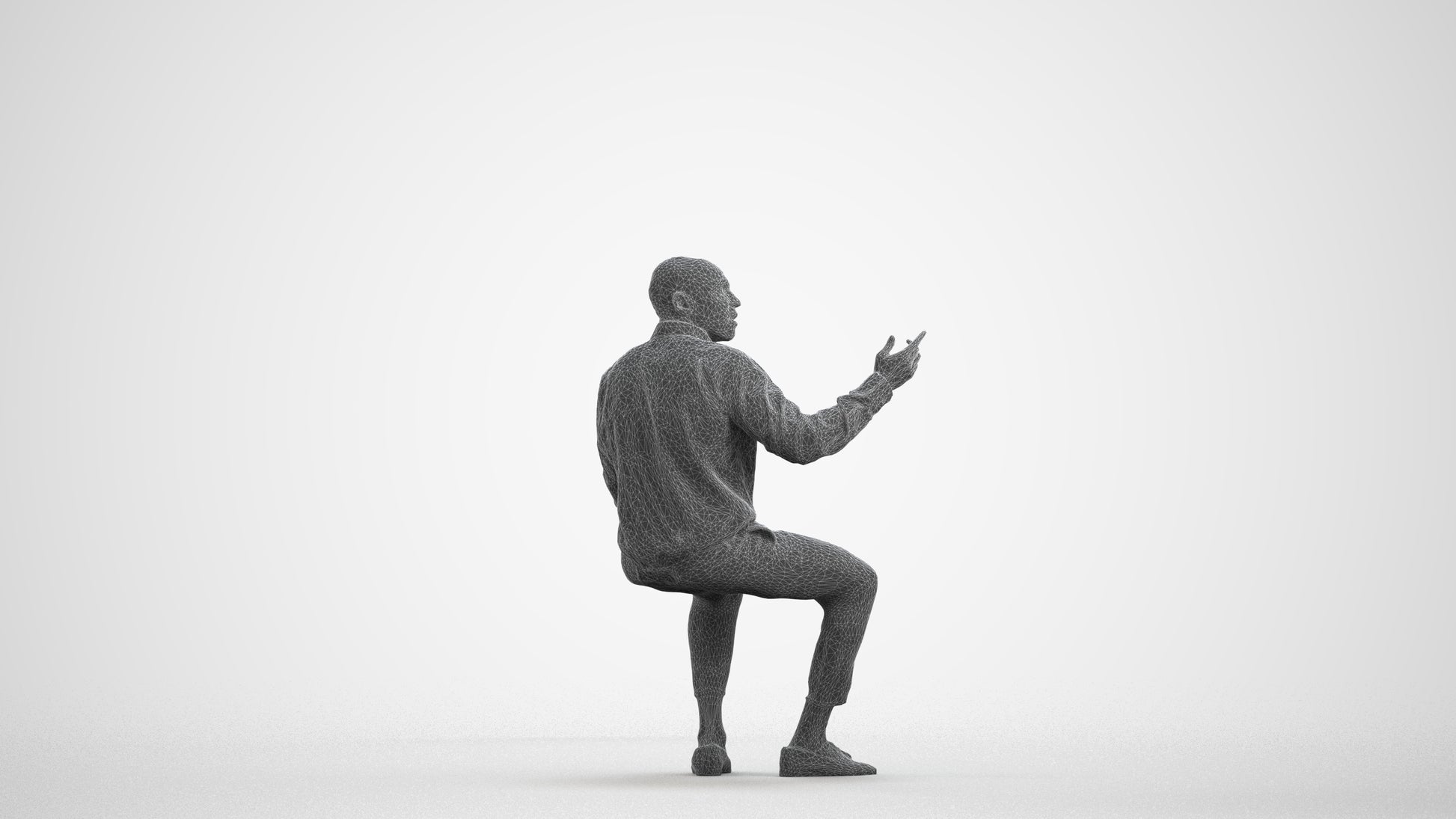 photogrammetry 3D man business, realistic human model archviz FBX, wireframe front view