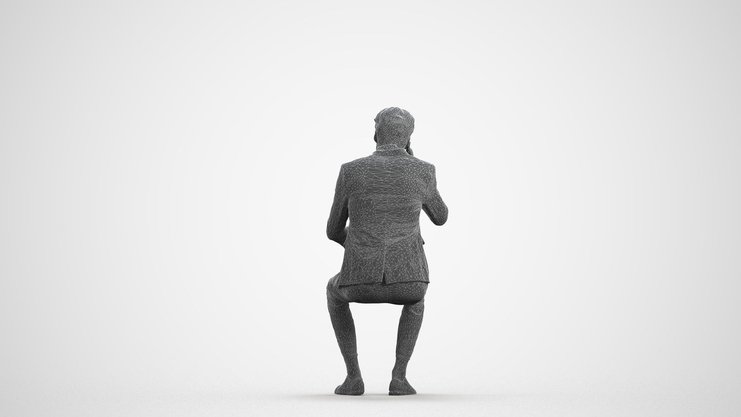 realistic 3D man business, scanned archviz people for Blender and 3ds Max, wireframe front view