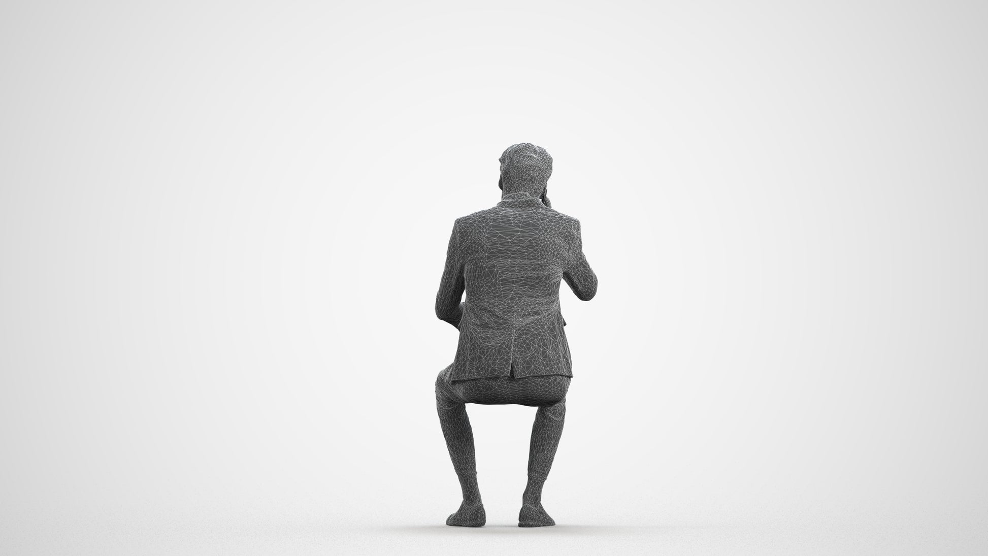 realistic 3D man business, scanned archviz people for Blender and 3ds Max, wireframe front view